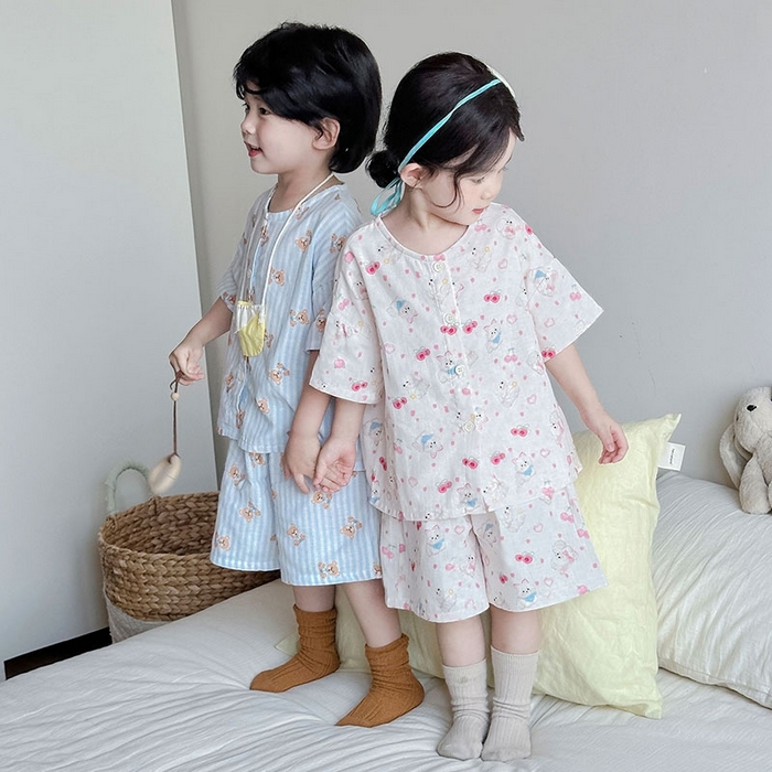 91家纺网 家纺一手货源 找家纺 （总）妍景家居生活馆 2025新款亲肤舒适儿童纱布翻领套装