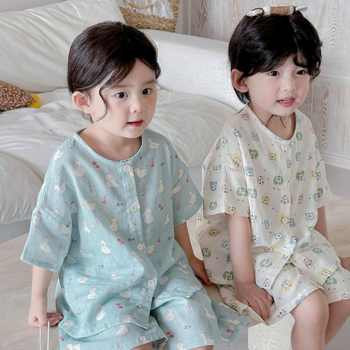 91家纺网 家纺一手货源 找家纺 （总）妍景家居生活馆 2025新款亲肤舒适儿童纱布翻领套装