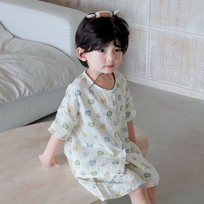 91家纺网 家纺一手货源 找家纺 （总）妍景家居生活馆 2025新款亲肤舒适儿童纱布翻领套装