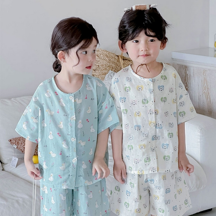 91家纺网 家纺一手货源 找家纺 （总）妍景家居生活馆 2025新款亲肤舒适儿童纱布翻领套装