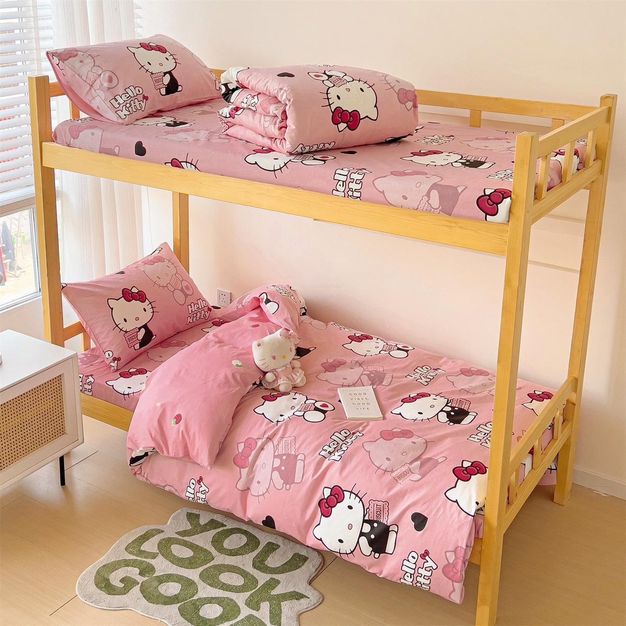 91家纺网 家纺一手货源 找家纺 名兮家居 2025-全棉纯棉13372经典奥特曼-三丽鸥学生床多件套【含防伪标】 爱心kt