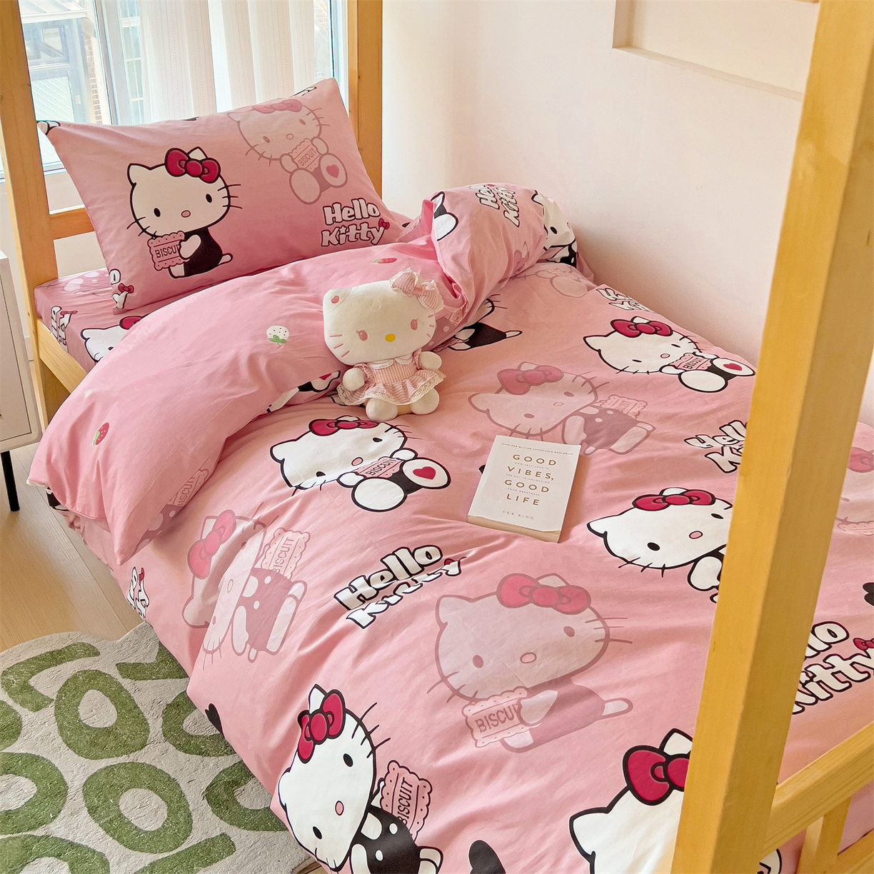 91家纺网 家纺一手货源 找家纺 名兮家居 2025-全棉纯棉13372经典奥特曼-三丽鸥学生床多件套【含防伪标】 爱心kt