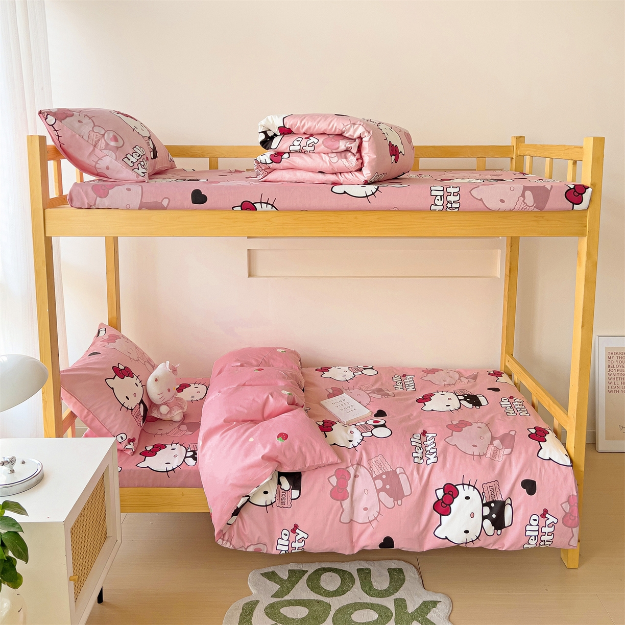 91家纺网 家纺一手货源 找家纺 名兮家居 2025-全棉纯棉13372经典奥特曼-三丽鸥学生床多件套【含防伪标】 爱心kt