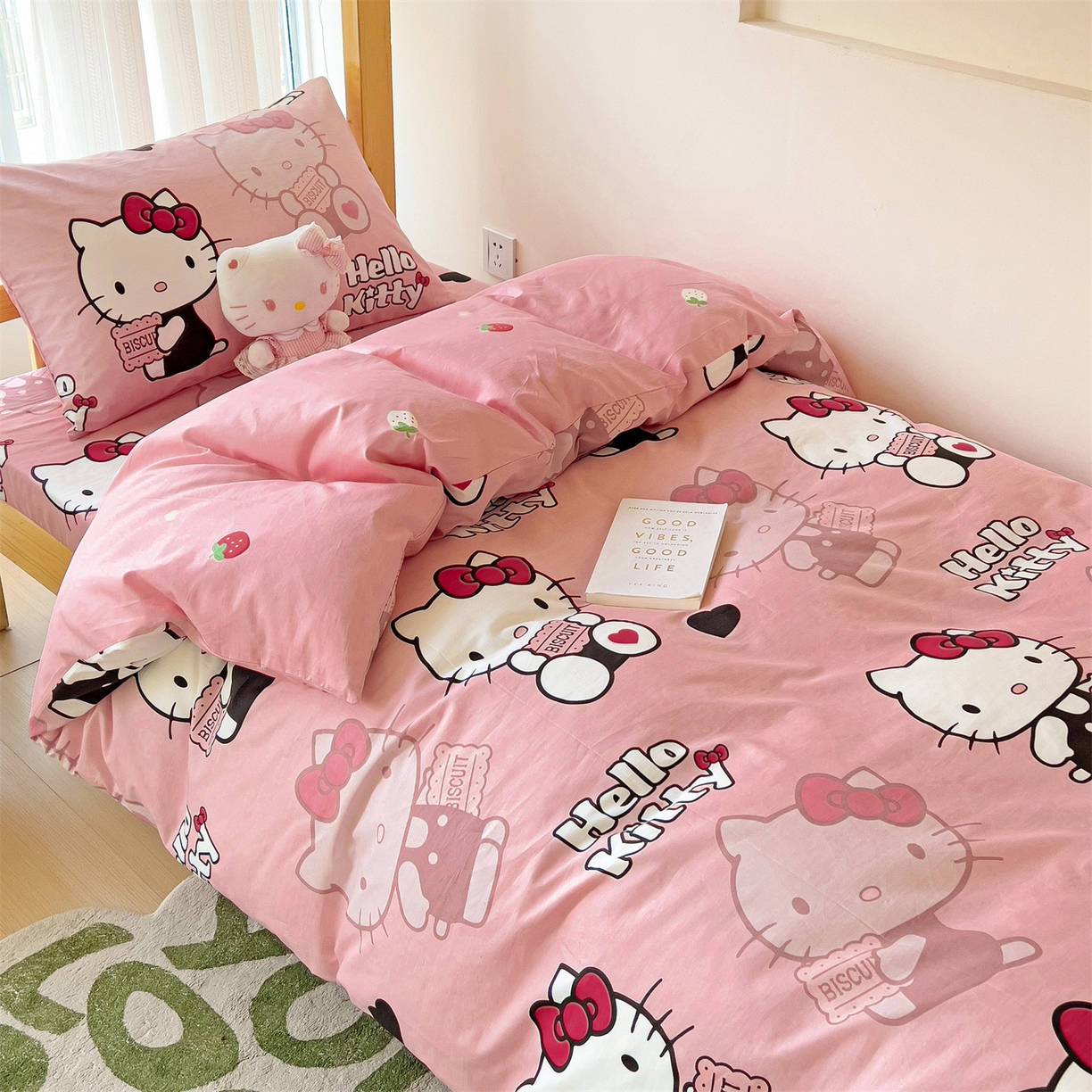 91家纺网 家纺一手货源 找家纺 名兮家居 2025-全棉纯棉13372经典奥特曼-三丽鸥学生床多件套【含防伪标】 爱心kt