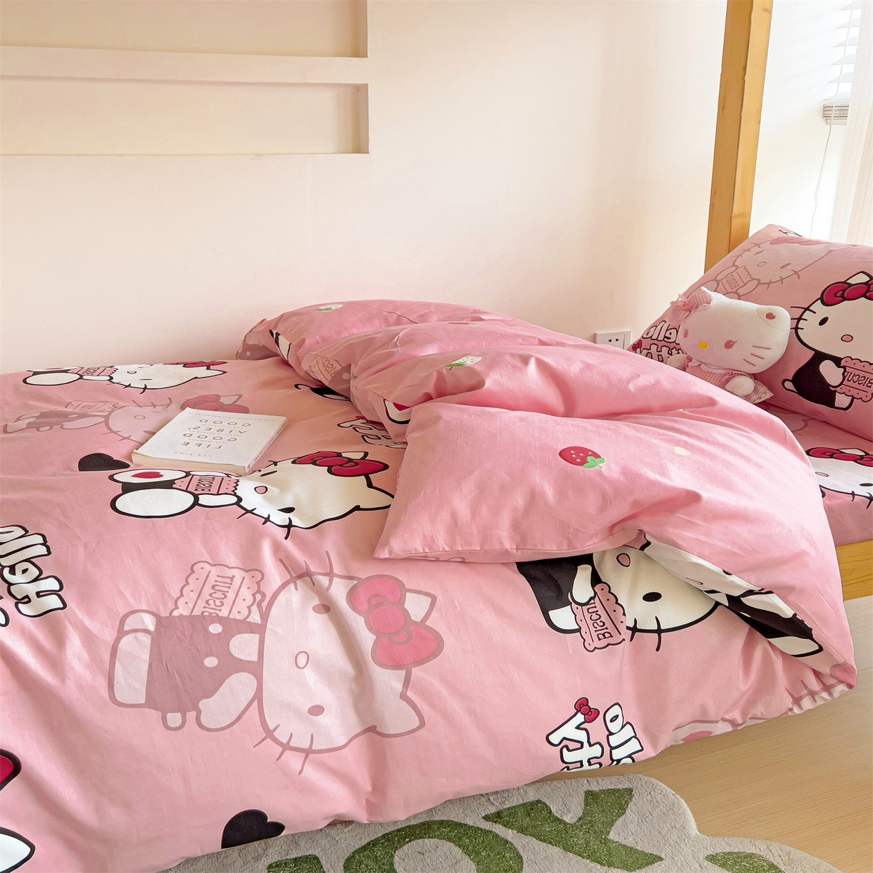 91家纺网 家纺一手货源 找家纺 名兮家居 2025-全棉纯棉13372经典奥特曼-三丽鸥学生床多件套【含防伪标】 爱心kt