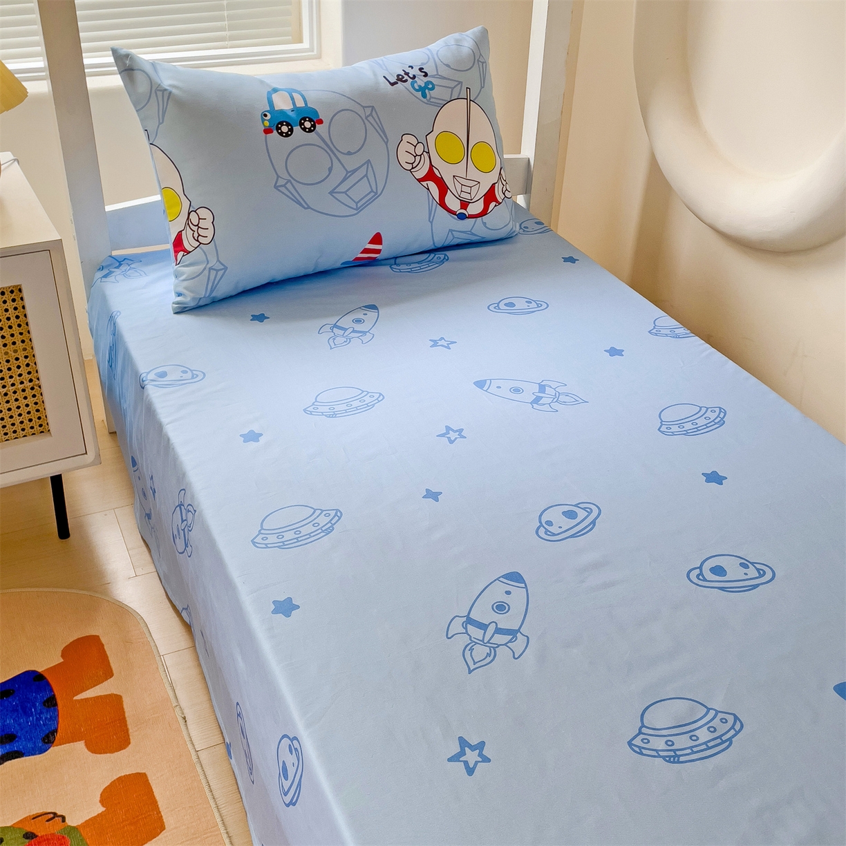 91家纺网 家纺一手货源 找家纺 名兮家居 2025-全棉纯棉13372经典奥特曼-三丽鸥学生床多件套【含防伪标】 奥特兄弟