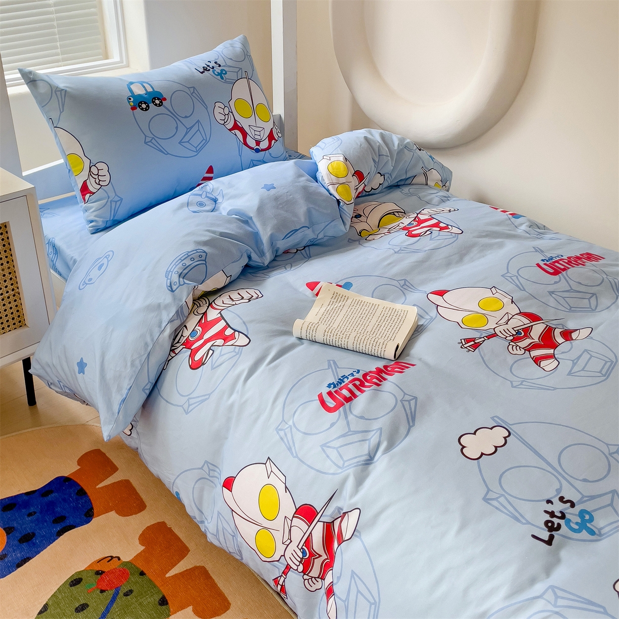 91家纺网 家纺一手货源 找家纺 名兮家居 2025-全棉纯棉13372经典奥特曼-三丽鸥学生床多件套【含防伪标】 奥特兄弟