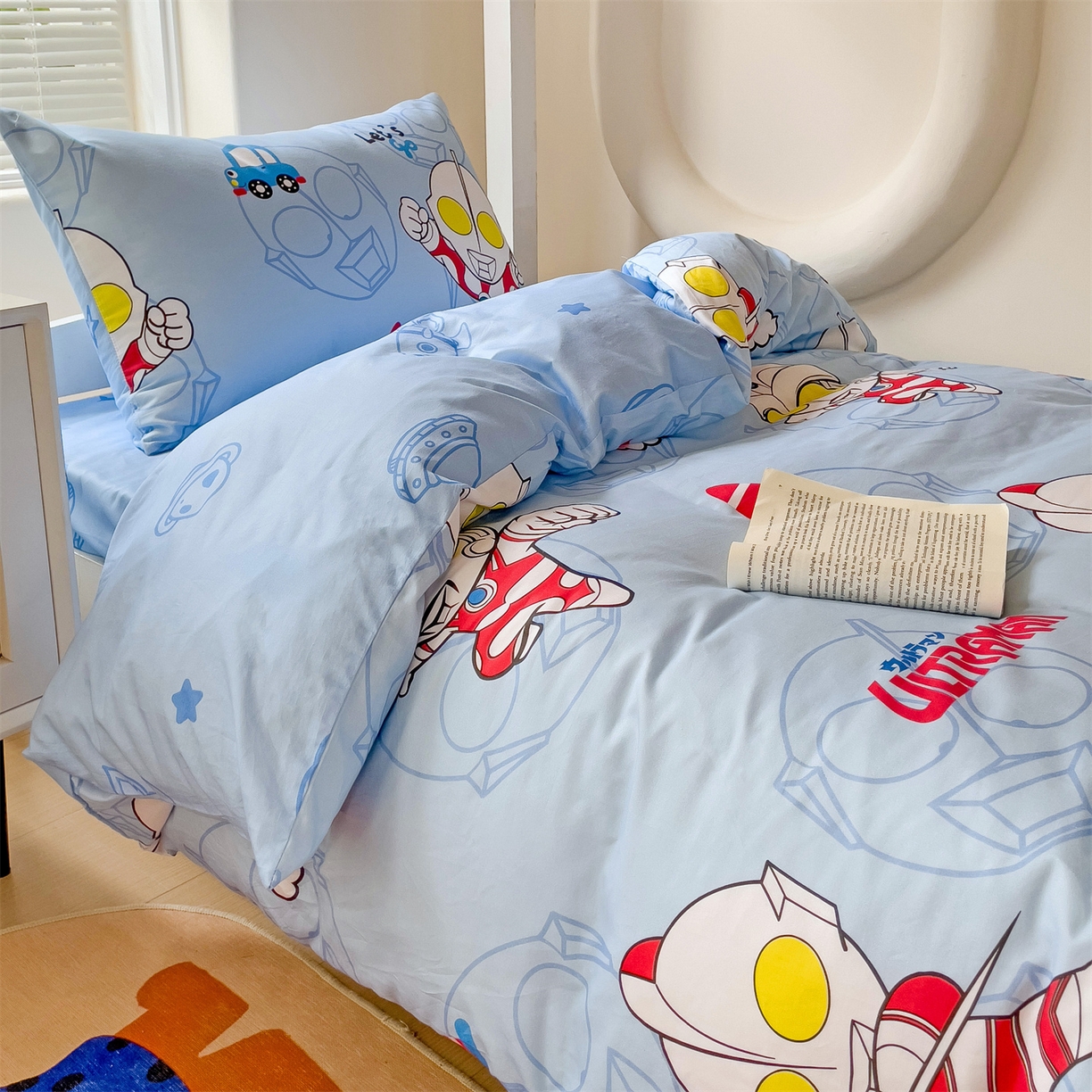 91家纺网 家纺一手货源 找家纺 名兮家居 2025-全棉纯棉13372经典奥特曼-三丽鸥学生床多件套【含防伪标】 奥特兄弟