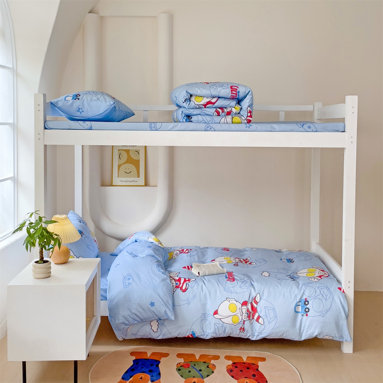 91家纺网 家纺一手货源 找家纺 名兮家居 2025-全棉纯棉13372经典奥特曼-三丽鸥学生床多件套【含防伪标】 奥特兄弟