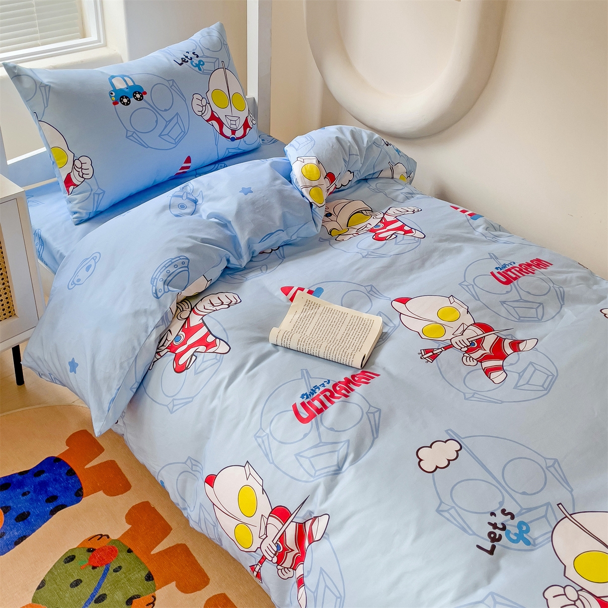 91家纺网 家纺一手货源 找家纺 名兮家居 2025-全棉纯棉13372经典奥特曼-三丽鸥学生床多件套【含防伪标】 奥特兄弟