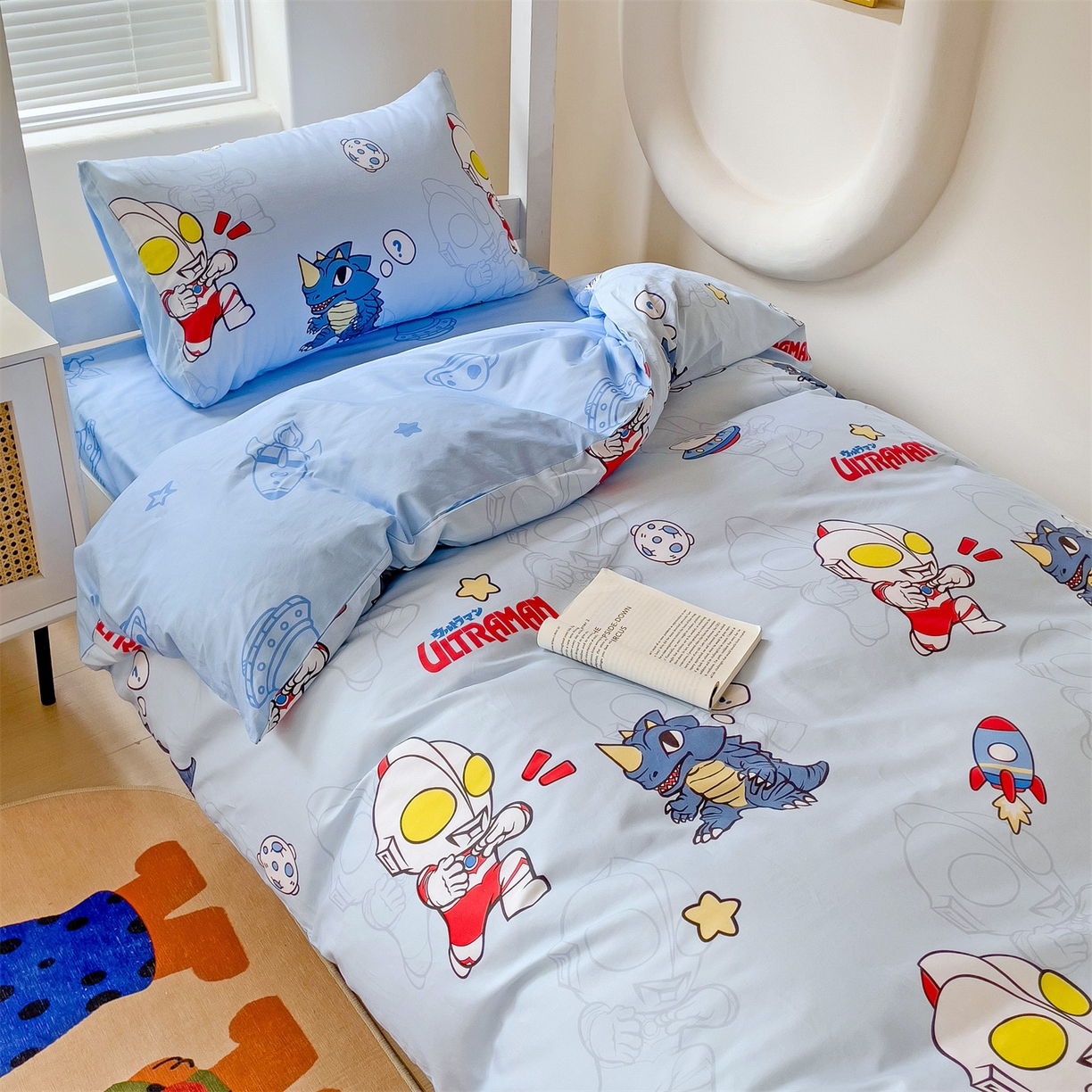 91家纺网 家纺一手货源 找家纺 名兮家居 2025-全棉纯棉13372经典奥特曼-三丽鸥学生床多件套【含防伪标】 奥特勇士