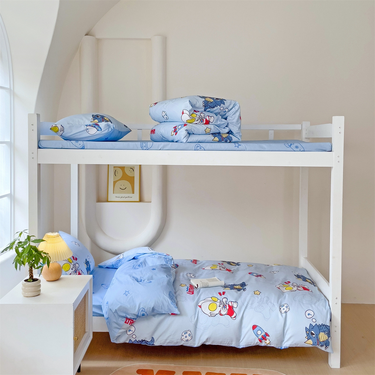 91家纺网 家纺一手货源 找家纺 名兮家居 2025-全棉纯棉13372经典奥特曼-三丽鸥学生床多件套【含防伪标】 奥特勇士