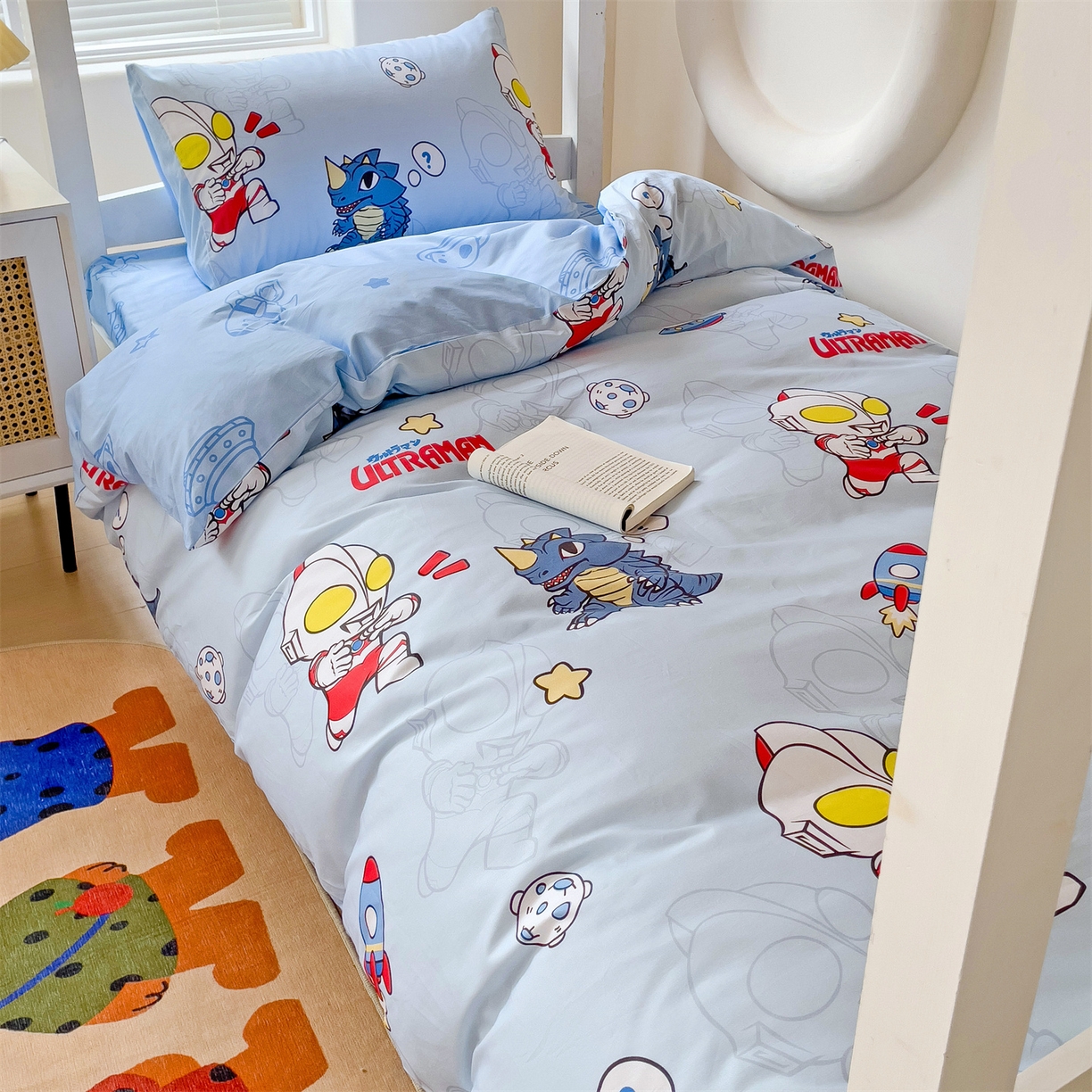 91家纺网 家纺一手货源 找家纺 名兮家居 2025-全棉纯棉13372经典奥特曼-三丽鸥学生床多件套【含防伪标】 奥特勇士