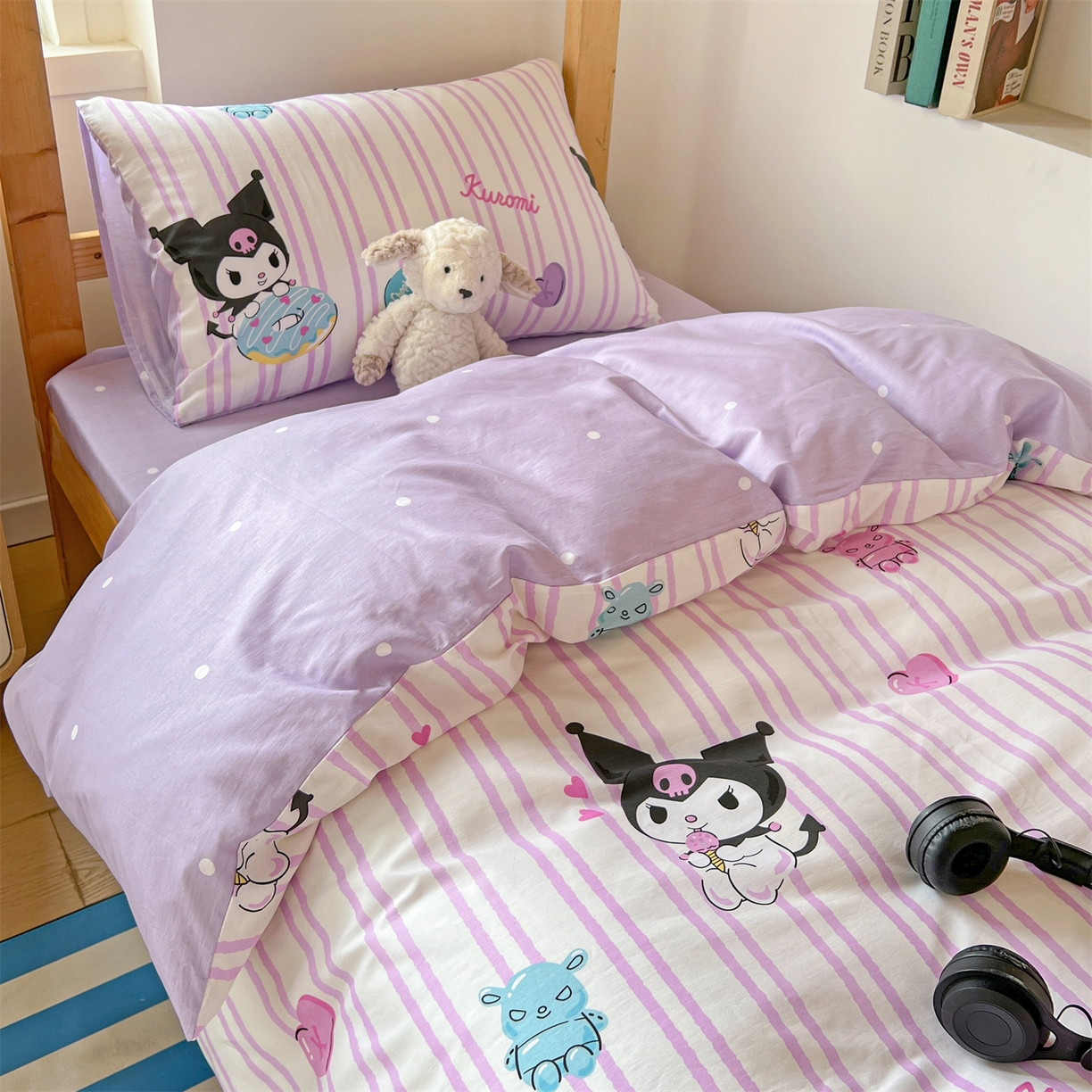 91家纺网 家纺一手货源 找家纺 名兮家居 2025-全棉纯棉13372经典奥特曼-三丽鸥学生床多件套【含防伪标】 棒棒糖