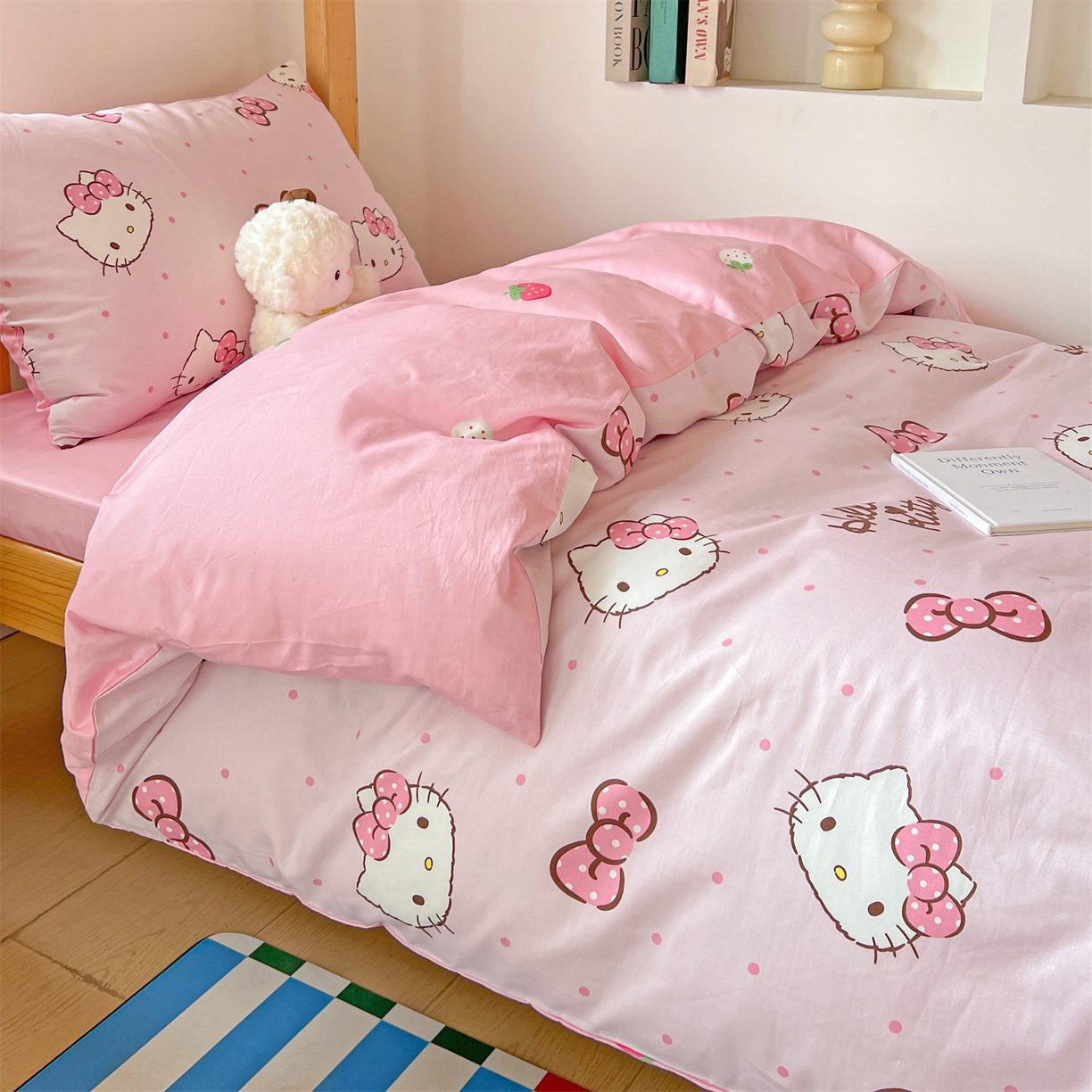 91家纺网 家纺一手货源 找家纺 名兮家居 2025-全棉纯棉13372经典奥特曼-三丽鸥学生床多件套【含防伪标】 呆萌kt