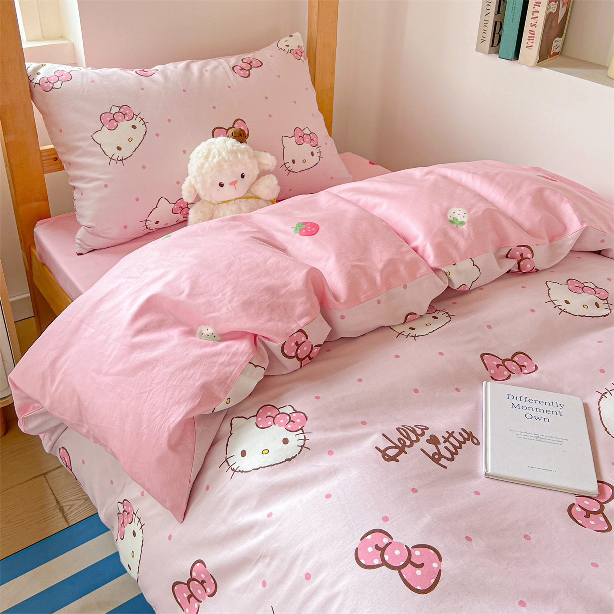 91家纺网 家纺一手货源 找家纺 名兮家居 2025-全棉纯棉13372经典奥特曼-三丽鸥学生床多件套【含防伪标】 呆萌kt