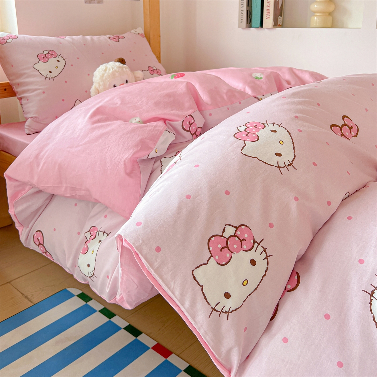 91家纺网 家纺一手货源 找家纺 名兮家居 2025-全棉纯棉13372经典奥特曼-三丽鸥学生床多件套【含防伪标】 呆萌kt