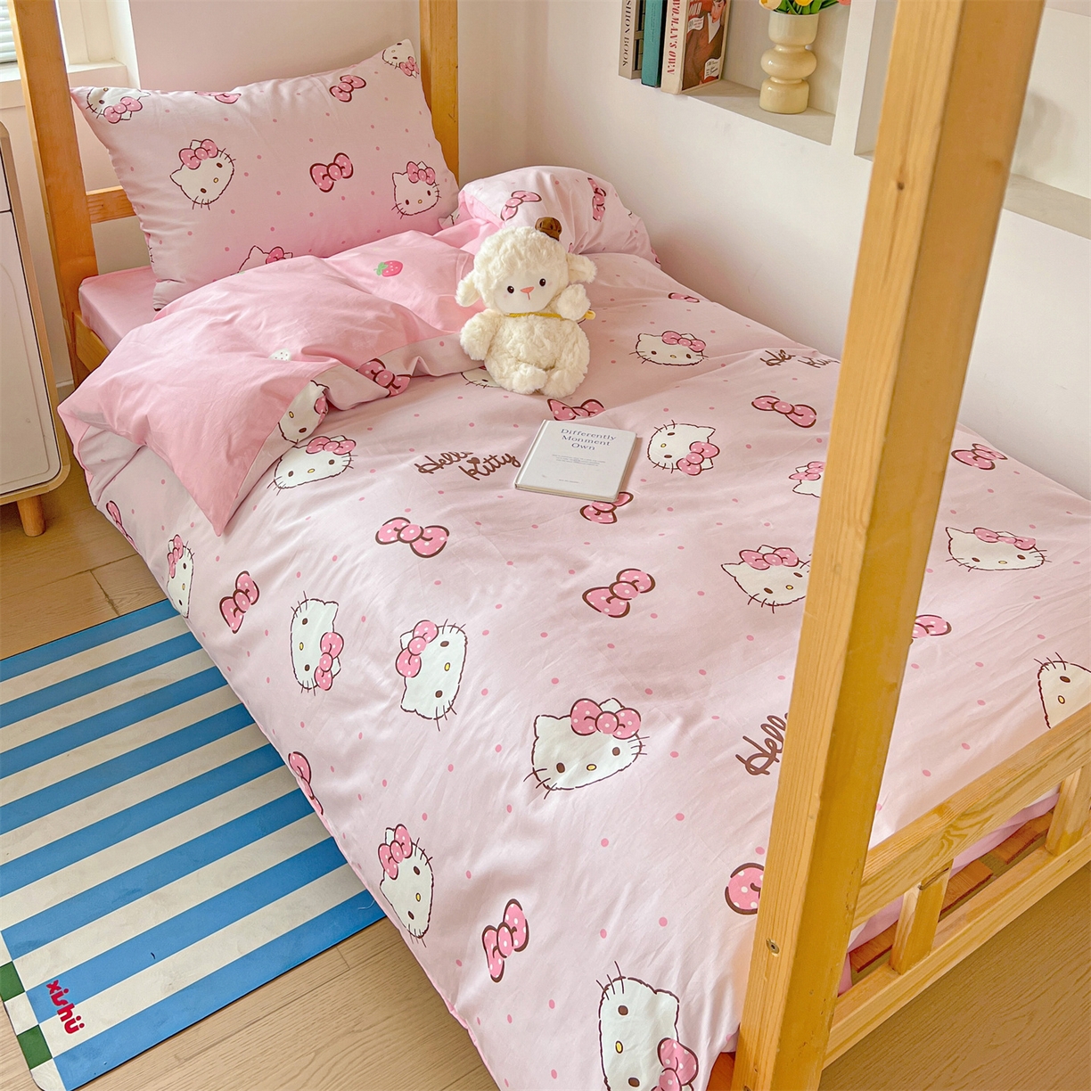 91家纺网 家纺一手货源 找家纺 名兮家居 2025-全棉纯棉13372经典奥特曼-三丽鸥学生床多件套【含防伪标】 呆萌kt