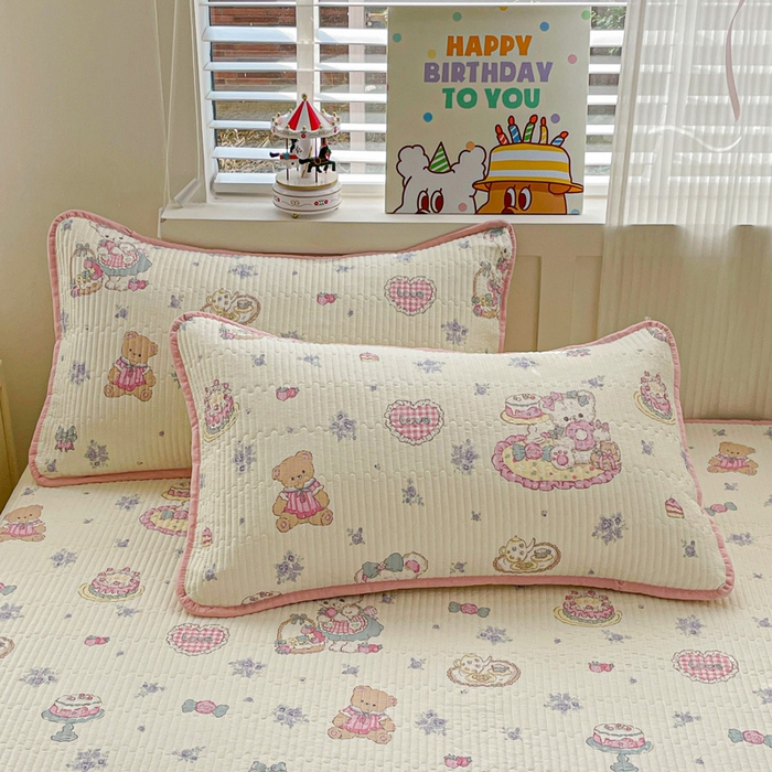 91家纺网 家纺一手货源 找家纺 富馨莱 2025春夏新款纯棉夹棉单床盖床盖单件薄床垫 开心美乐蒂