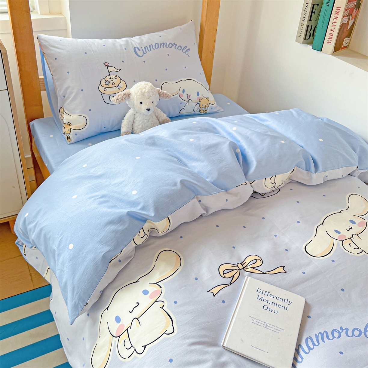 91家纺网 家纺一手货源 找家纺 名兮家居 2025-全棉纯棉13372经典奥特曼-三丽鸥学生床多件套【含防伪标】 点点玉桂狗