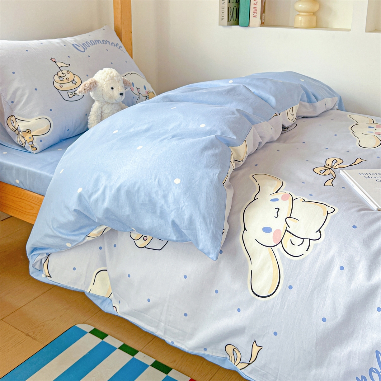 91家纺网 家纺一手货源 找家纺 名兮家居 2025-全棉纯棉13372经典奥特曼-三丽鸥学生床多件套【含防伪标】 点点玉桂狗