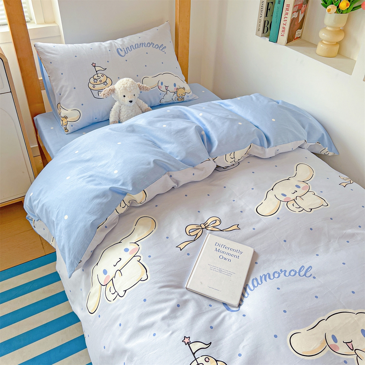 91家纺网 家纺一手货源 找家纺 名兮家居 2025-全棉纯棉13372经典奥特曼-三丽鸥学生床多件套【含防伪标】 点点玉桂狗