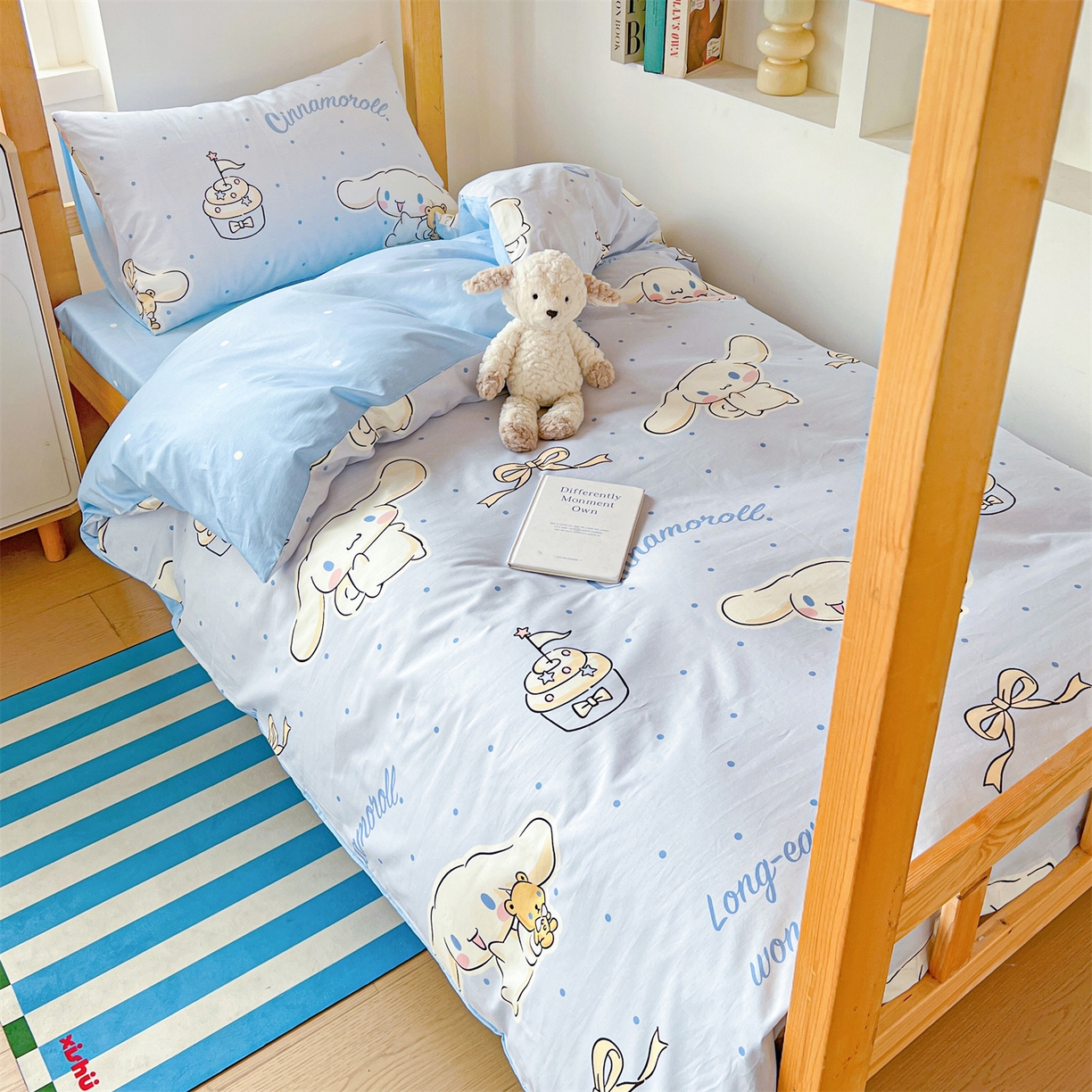 91家纺网 家纺一手货源 找家纺 名兮家居 2025-全棉纯棉13372经典奥特曼-三丽鸥学生床多件套【含防伪标】 点点玉桂狗