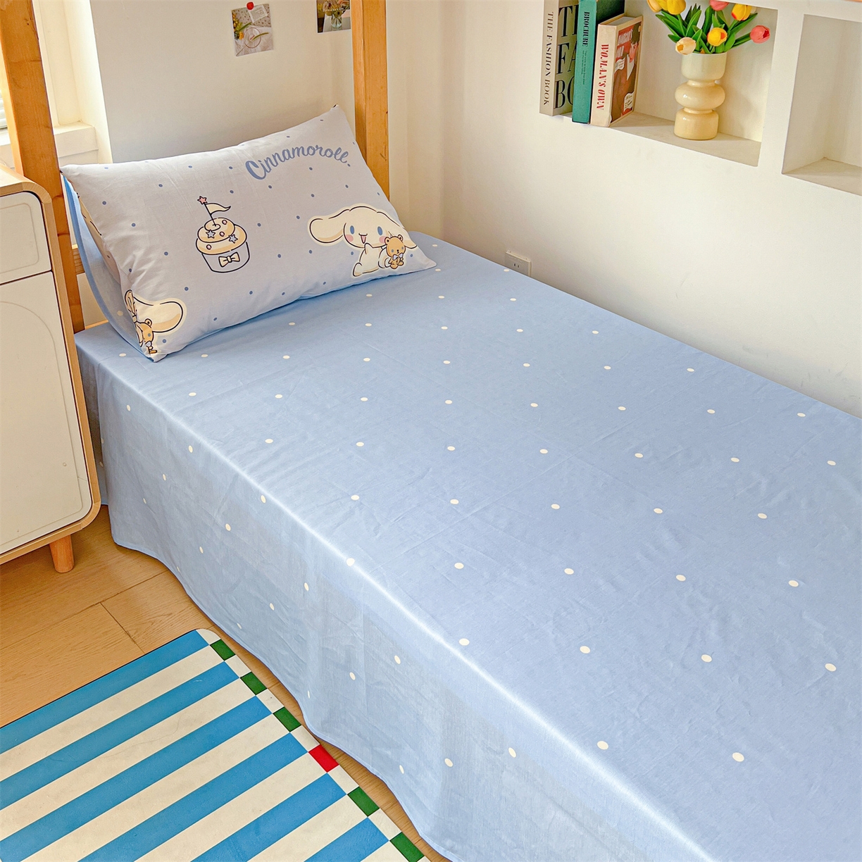 91家纺网 家纺一手货源 找家纺 名兮家居 2025-全棉纯棉13372经典奥特曼-三丽鸥学生床多件套【含防伪标】 点点玉桂狗