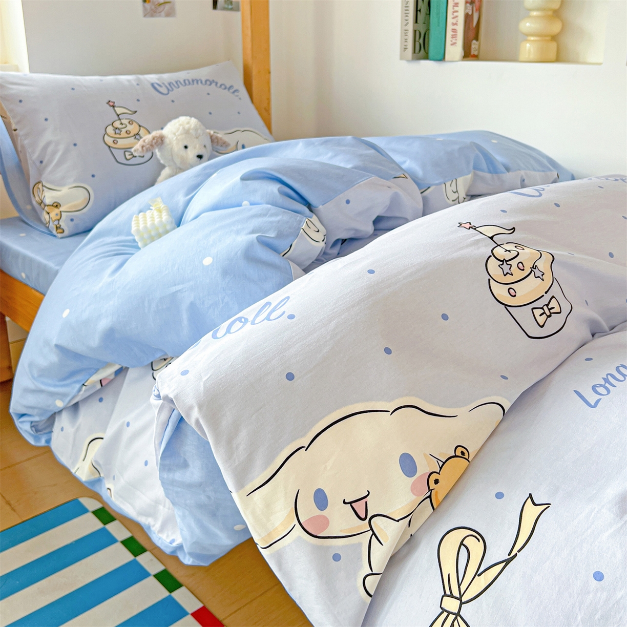91家纺网 家纺一手货源 找家纺 名兮家居 2025-全棉纯棉13372经典奥特曼-三丽鸥学生床多件套【含防伪标】 点点玉桂狗