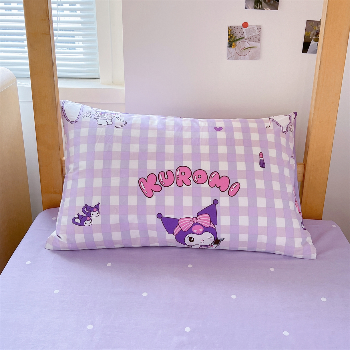 91家纺网 家纺一手货源 找家纺 名兮家居 2025-全棉纯棉13372经典奥特曼-三丽鸥学生床多件套【含防伪标】 格子库洛米