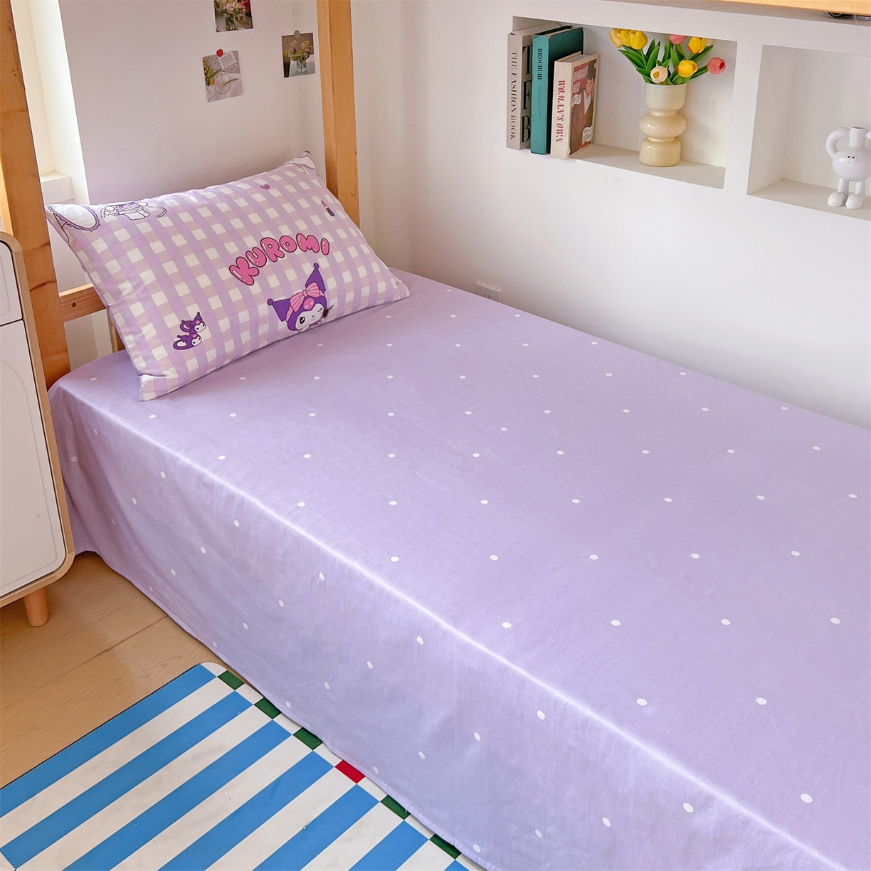 91家纺网 家纺一手货源 找家纺 名兮家居 2025-全棉纯棉13372经典奥特曼-三丽鸥学生床多件套【含防伪标】 格子库洛米