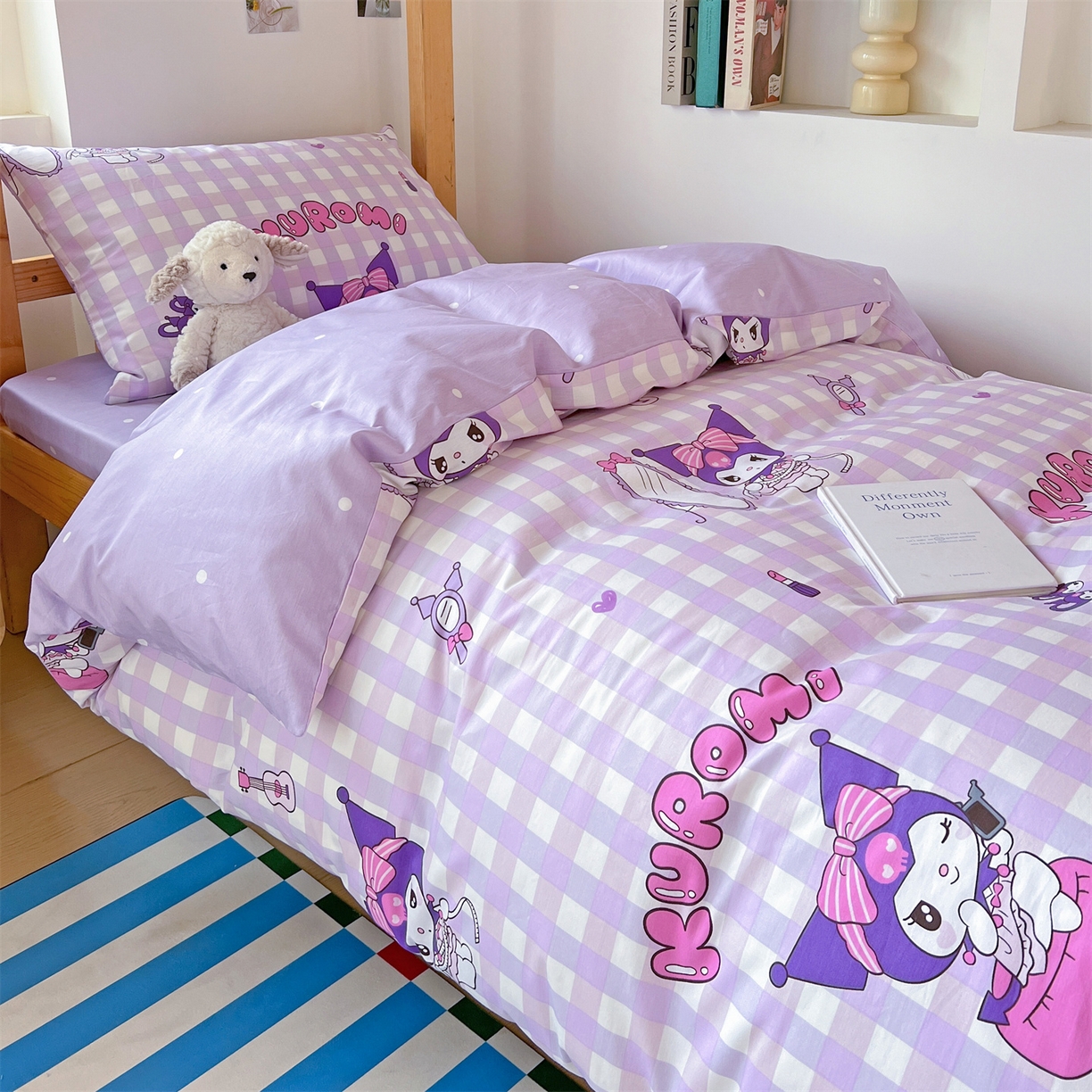 91家纺网 家纺一手货源 找家纺 名兮家居 2025-全棉纯棉13372经典奥特曼-三丽鸥学生床多件套【含防伪标】 格子库洛米