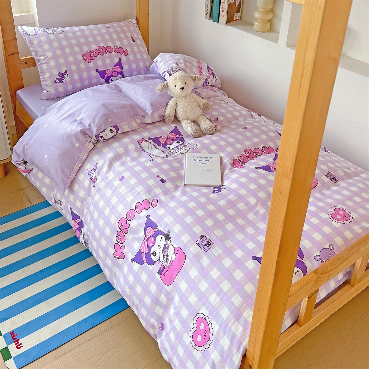 91家纺网 家纺一手货源 找家纺 名兮家居 2025-全棉纯棉13372经典奥特曼-三丽鸥学生床多件套【含防伪标】 格子库洛米