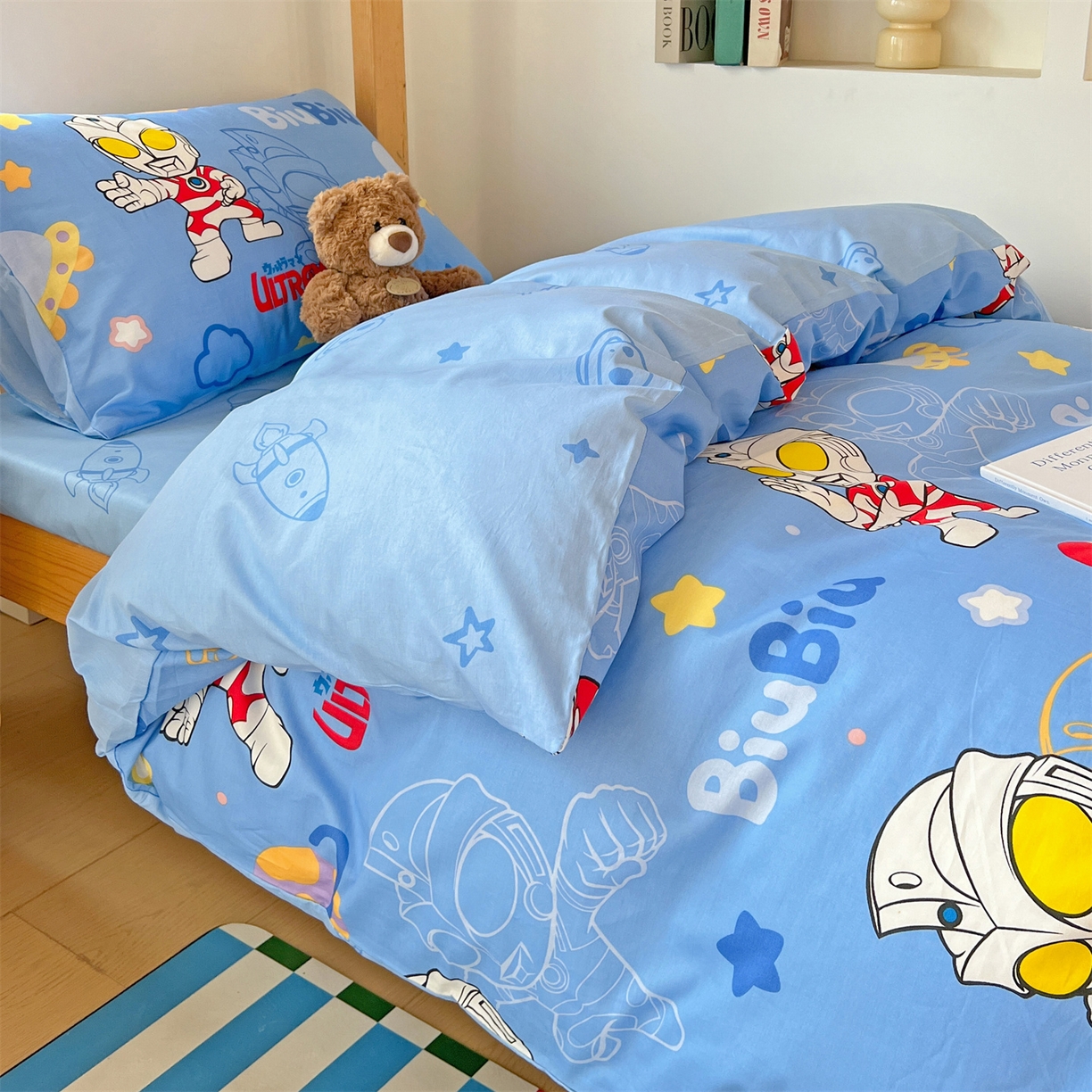 91家纺网 家纺一手货源 找家纺 名兮家居 2025-全棉纯棉13372经典奥特曼-三丽鸥学生床多件套【含防伪标】 光线王子