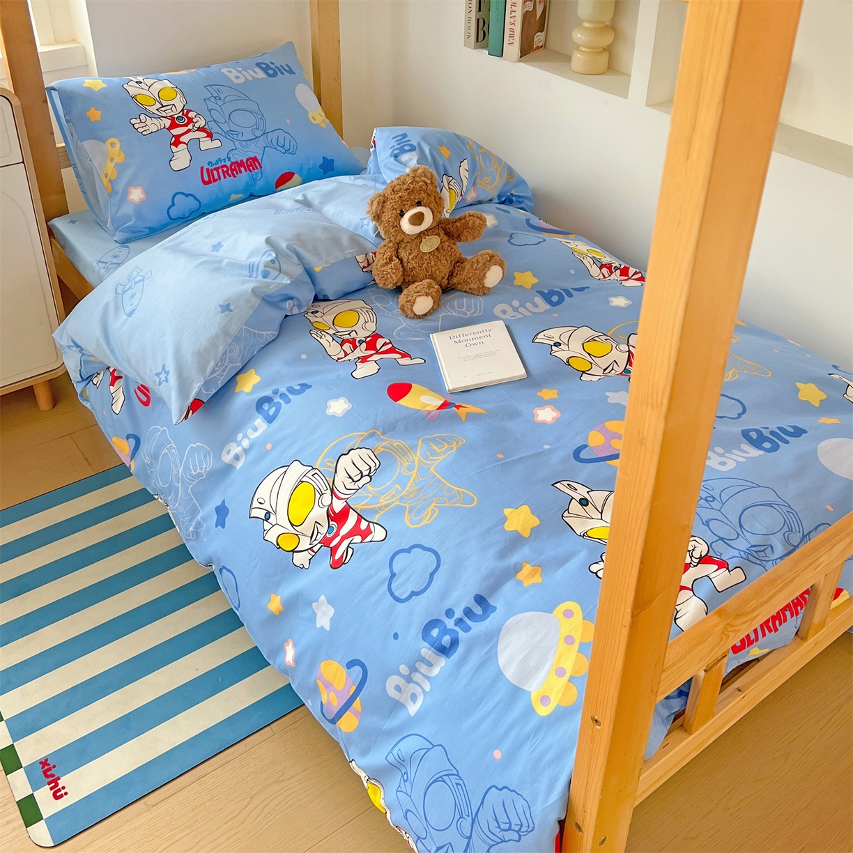 91家纺网 家纺一手货源 找家纺 名兮家居 2025-全棉纯棉13372经典奥特曼-三丽鸥学生床多件套【含防伪标】 光线王子