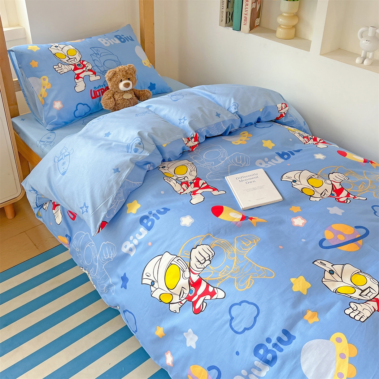 91家纺网 家纺一手货源 找家纺 名兮家居 2025-全棉纯棉13372经典奥特曼-三丽鸥学生床多件套【含防伪标】 光线王子