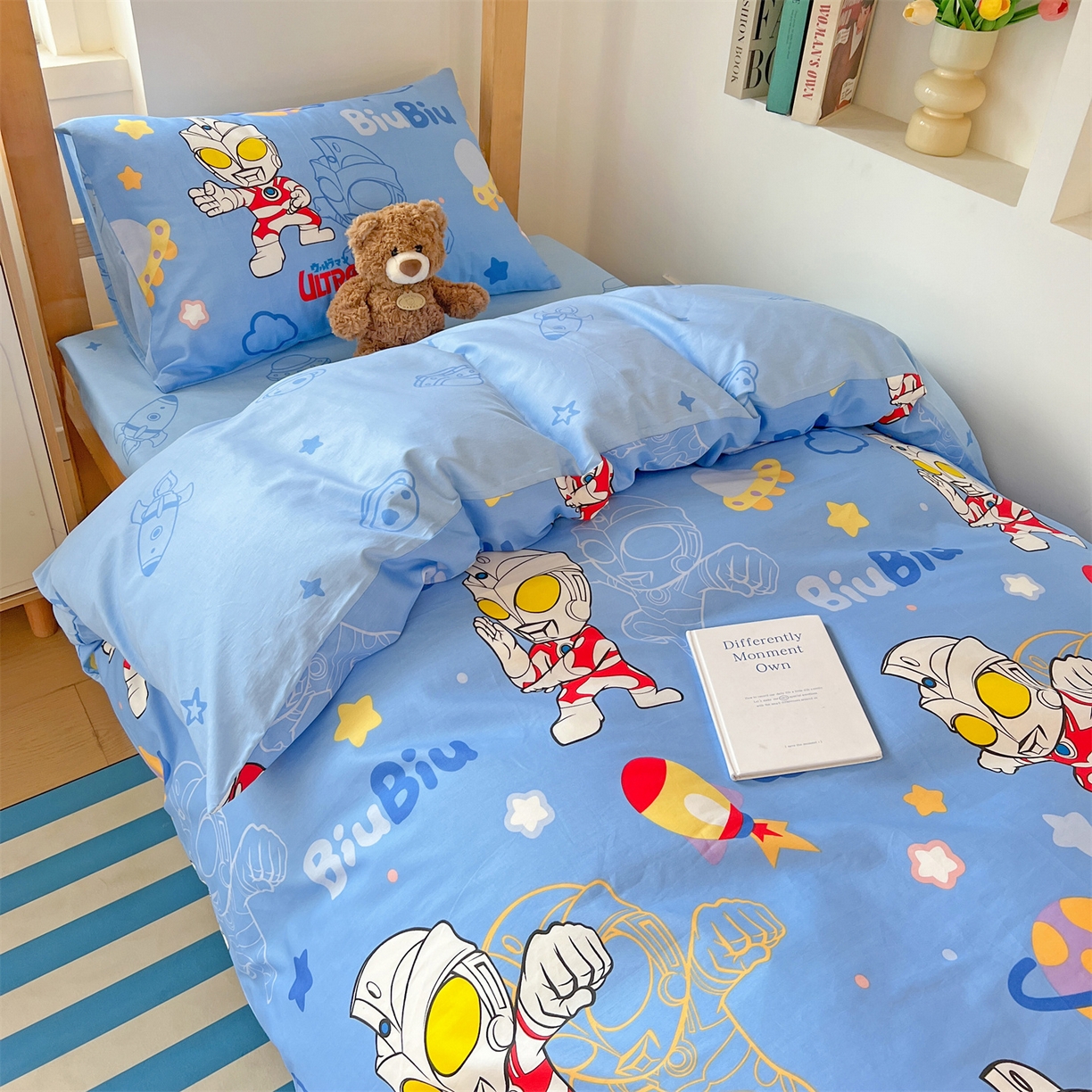 91家纺网 家纺一手货源 找家纺 名兮家居 2025-全棉纯棉13372经典奥特曼-三丽鸥学生床多件套【含防伪标】 光线王子