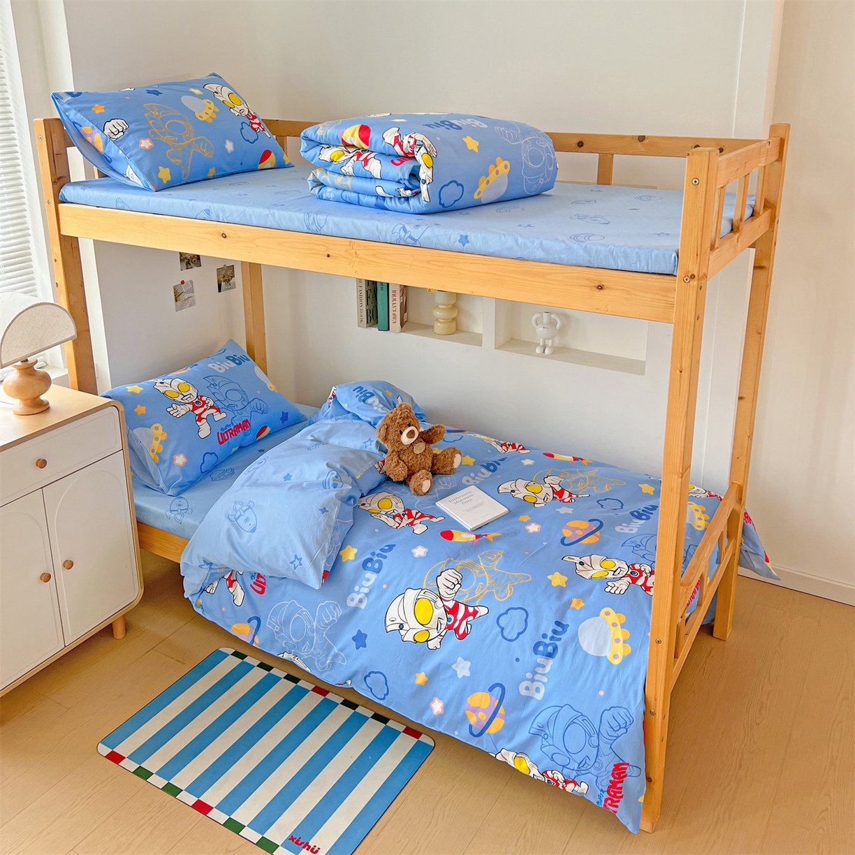 91家纺网 家纺一手货源 找家纺 名兮家居 2025-全棉纯棉13372经典奥特曼-三丽鸥学生床多件套【含防伪标】 光线王子