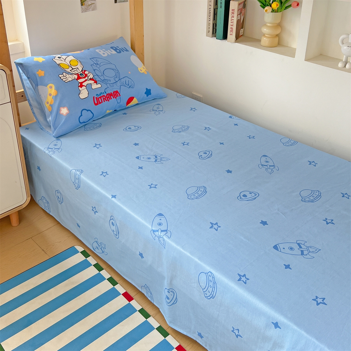 91家纺网 家纺一手货源 找家纺 名兮家居 2025-全棉纯棉13372经典奥特曼-三丽鸥学生床多件套【含防伪标】 光线王子