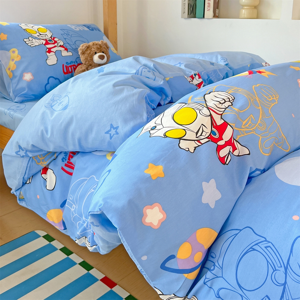 91家纺网 家纺一手货源 找家纺 名兮家居 2025-全棉纯棉13372经典奥特曼-三丽鸥学生床多件套【含防伪标】 光线王子