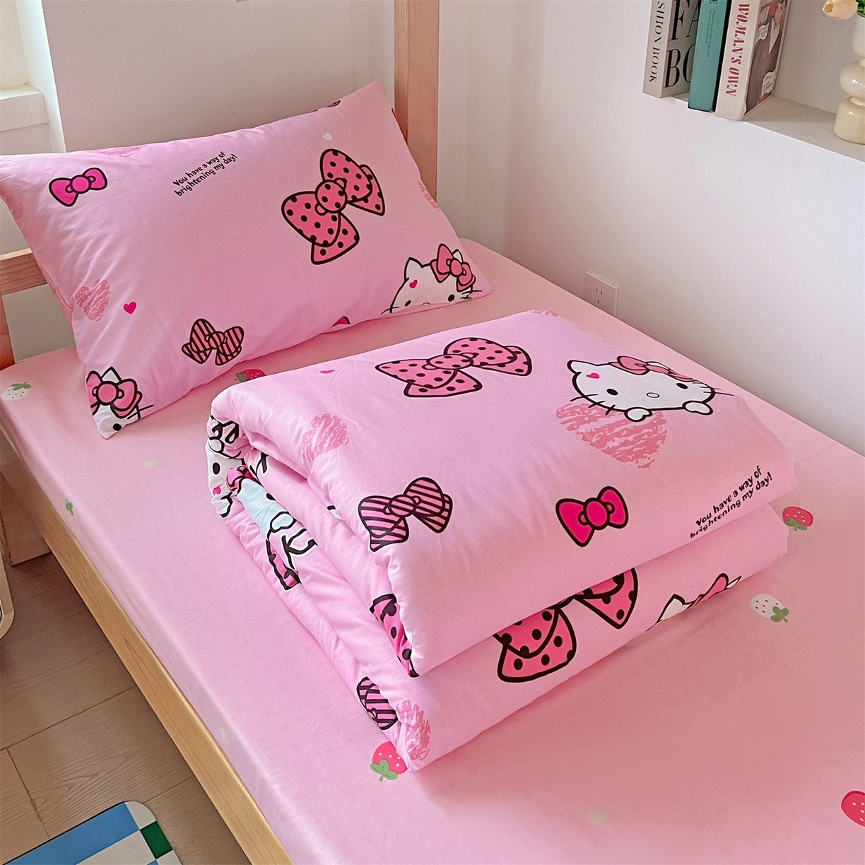 91家纺网 家纺一手货源 找家纺 名兮家居 2025-全棉纯棉13372经典奥特曼-三丽鸥学生床多件套【含防伪标】 蝴蝶结kt