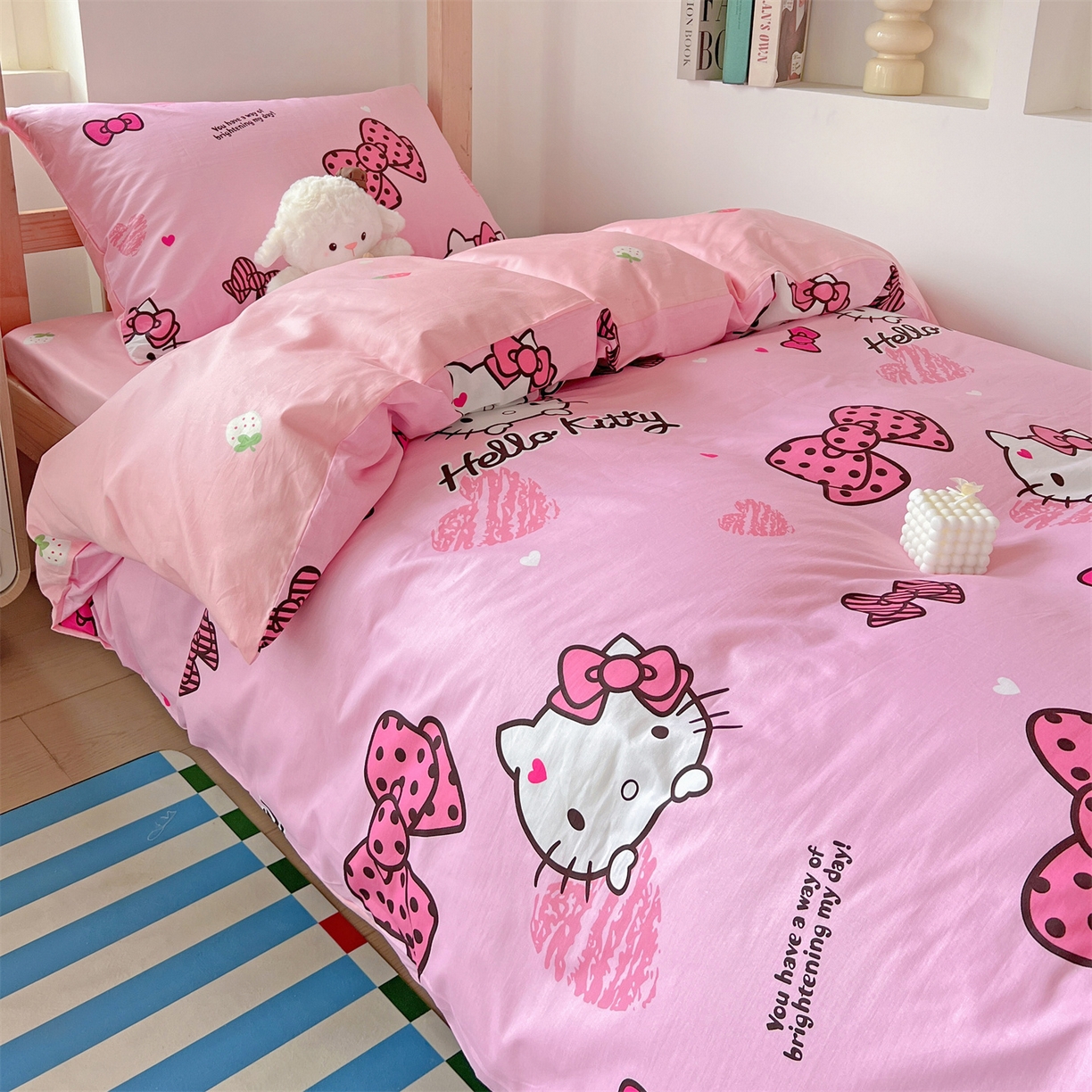 91家纺网 家纺一手货源 找家纺 名兮家居 2025-全棉纯棉13372经典奥特曼-三丽鸥学生床多件套【含防伪标】 蝴蝶结kt