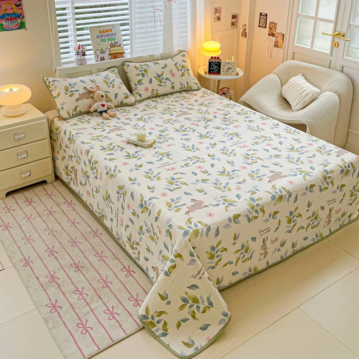 91家纺网 家纺一手货源 找家纺 富馨莱 2025春夏新款纯棉夹棉单床盖床盖单件薄床垫 摩登