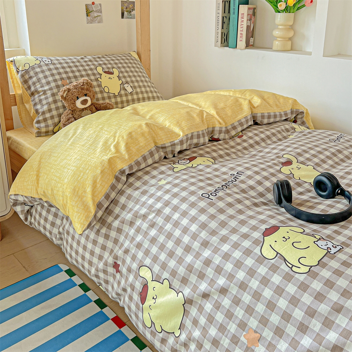 91家纺网 家纺一手货源 找家纺 名兮家居 2025-全棉纯棉13372经典奥特曼-三丽鸥学生床多件套【含防伪标】 焦糖布丁狗