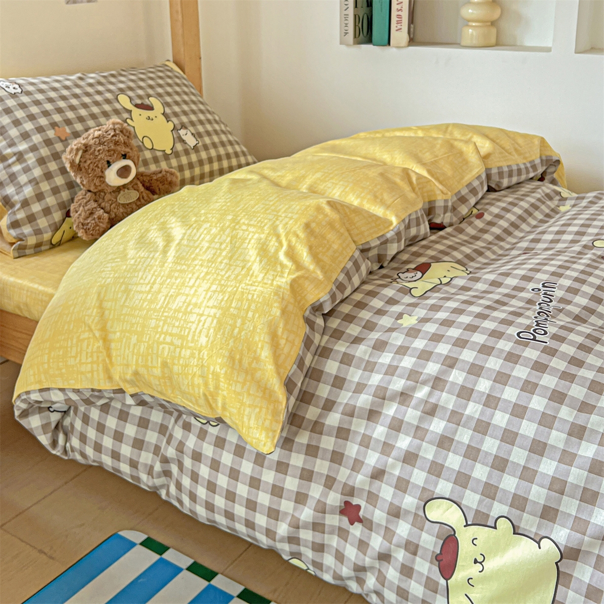 91家纺网 家纺一手货源 找家纺 名兮家居 2025-全棉纯棉13372经典奥特曼-三丽鸥学生床多件套【含防伪标】 焦糖布丁狗