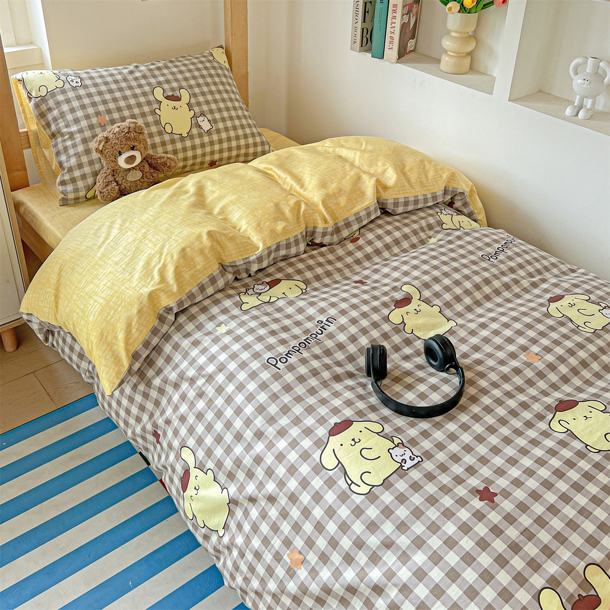 91家纺网 家纺一手货源 找家纺 名兮家居 2025-全棉纯棉13372经典奥特曼-三丽鸥学生床多件套【含防伪标】 焦糖布丁狗