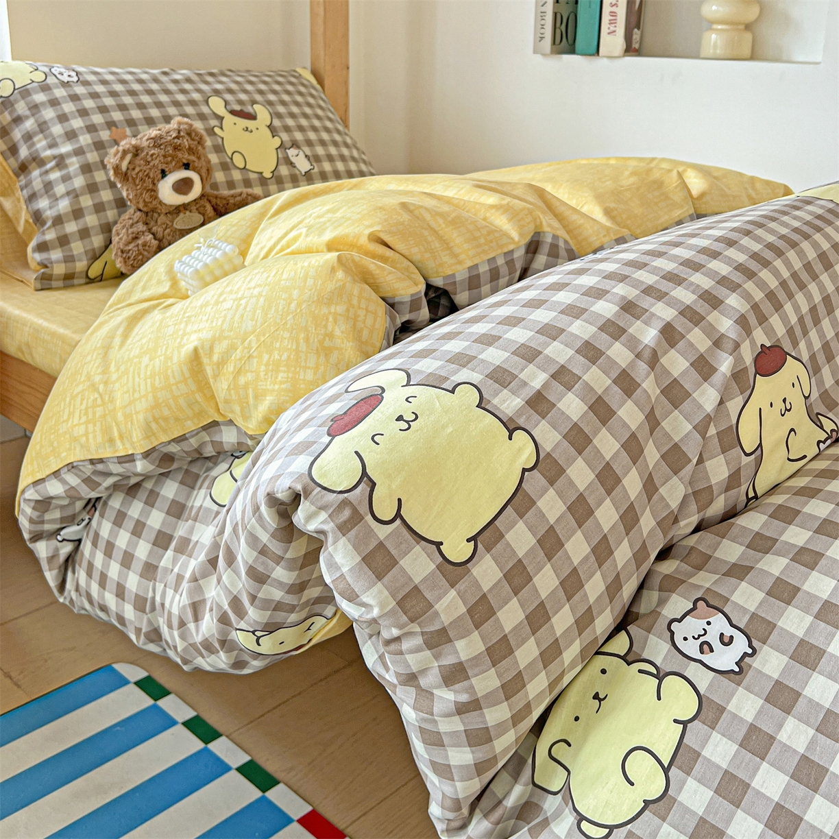 91家纺网 家纺一手货源 找家纺 名兮家居 2025-全棉纯棉13372经典奥特曼-三丽鸥学生床多件套【含防伪标】 焦糖布丁狗