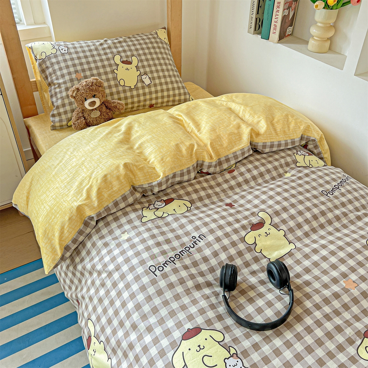 91家纺网 家纺一手货源 找家纺 名兮家居 2025-全棉纯棉13372经典奥特曼-三丽鸥学生床多件套【含防伪标】 焦糖布丁狗