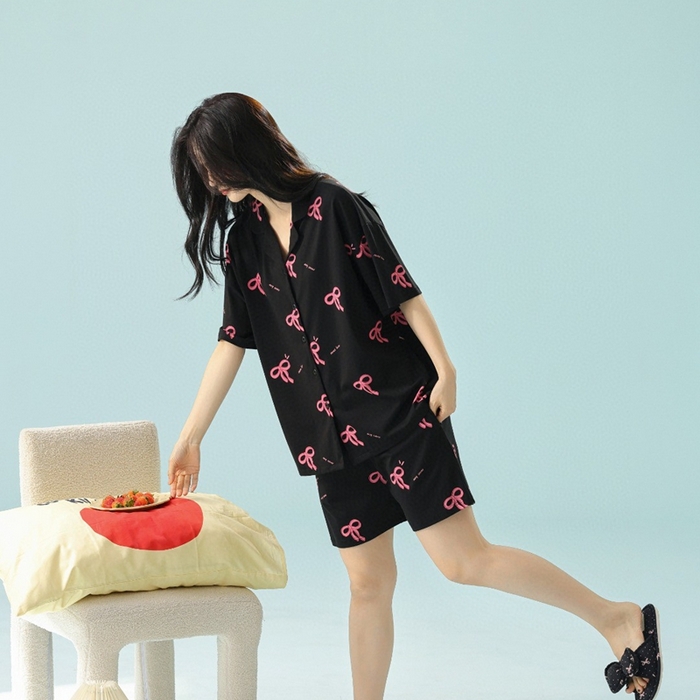 91家纺网 家纺一手货源 找家纺 （总）妍景家居生活馆 2025新款满印蝴蝶结短裤款