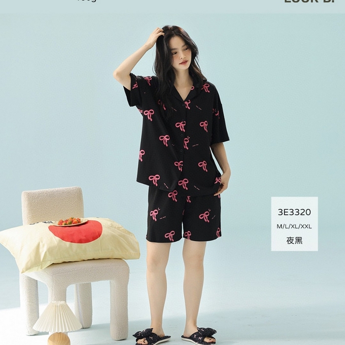 91家纺网 家纺一手货源 找家纺 （总）妍景家居生活馆 2025新款满印蝴蝶结短裤款